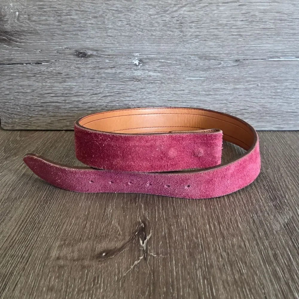 Suede Leather Belt in Berry Pink 33